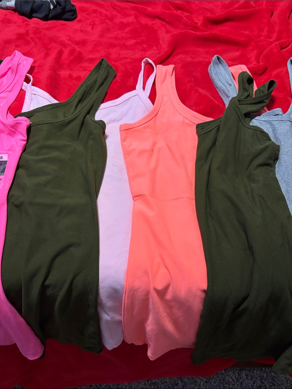 Mixed Women's Tank Top Lot - Pink, Olive, Coral, Gray, Teal - Picture 3 of 4